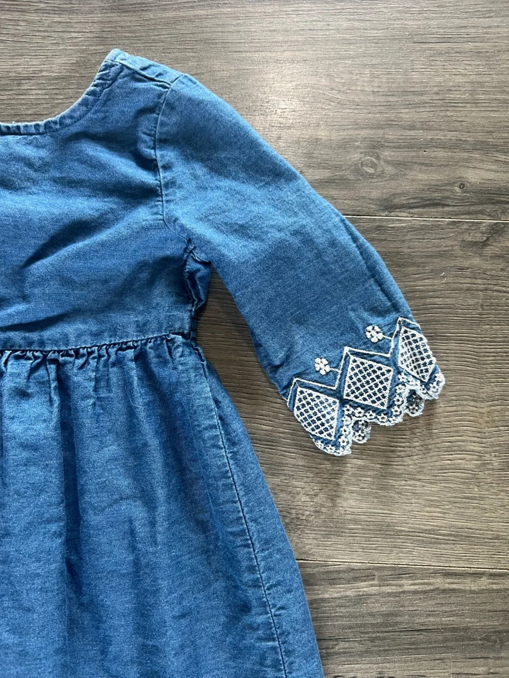 Cat & Jack Blue Embroidered Long-Sleeve Dress